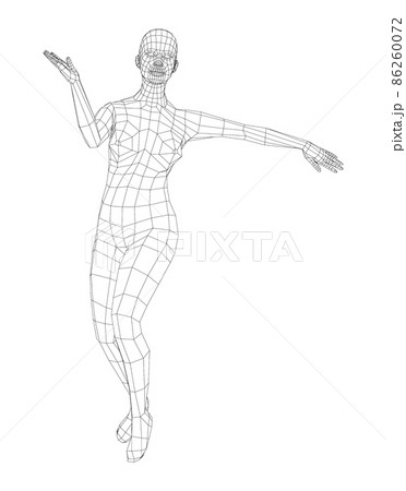 Wireframe ballerina in dance pose 86260072