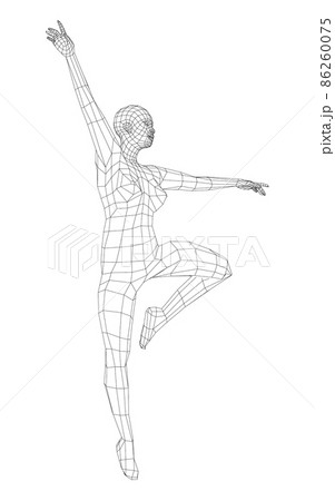 Wireframe ballerina in dance pose Wireframe ballerina in dance pose 86260075