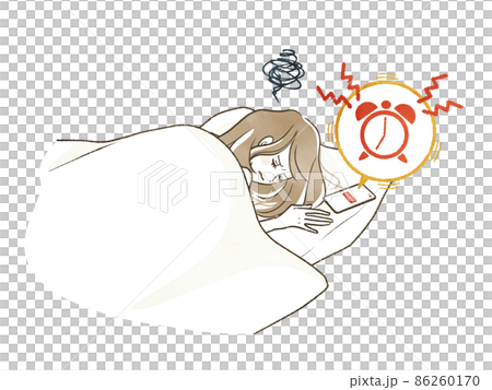 Sleeping female and smartphone alarm 86260170