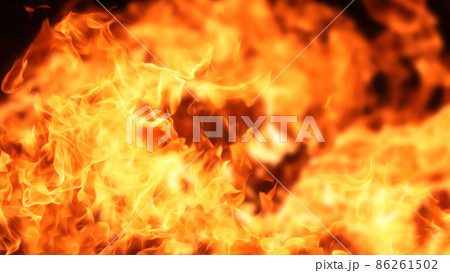 赤く燃え上がる炎の横長背景画像 赤く燃え上がる炎の横長背景画像 86261502