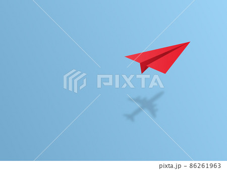 paper plane shadow is an airplane on blue background travel, business idea, leadership, teamwork,success, creative idea, vision concept with copy space for text vector illustration 86261963