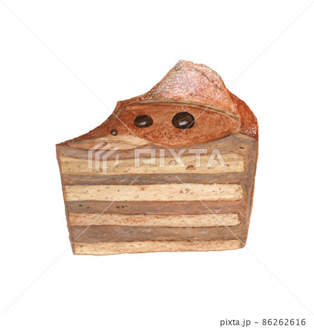 アナログ水彩で描いた美味しそうなチョコレートケーキのイラスト 86262616