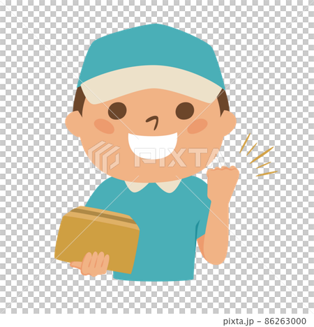 Illustration of a man in a delivery company holding a cardboard box. Illustration of a man in a delivery company holding a cardboard box. 86263000