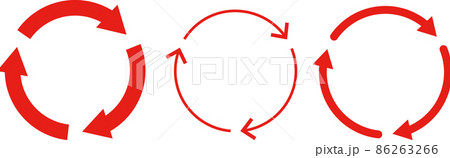 矢印（循環）サイクル　アイコン　赤　リサイクル セット 86263266