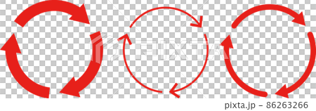 矢印（循環）サイクル　アイコン　赤　リサイクル セット 86263266