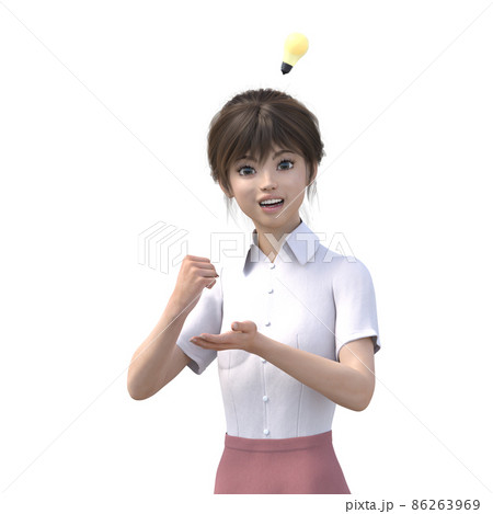 閃いた女性社員 perming3DCGイラスト素材 閃いた女性社員 perming3DCGイラスト素材 86263969