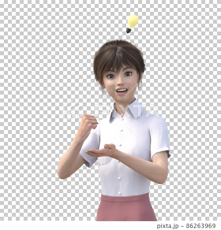 閃いた女性社員 perming3DCGイラスト素材 閃いた女性社員 perming3DCGイラスト素材 86263969