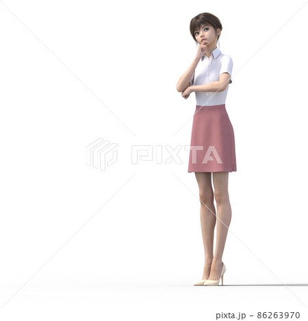 悩む女性社員 perming3DCGイラスト素材 悩む女性社員 perming3DCGイラスト素材 86263970