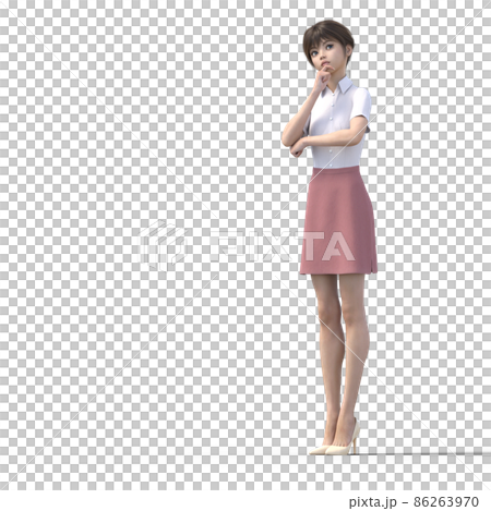 悩む女性社員 perming3DCGイラスト素材 悩む女性社員 perming3DCGイラスト素材 86263970