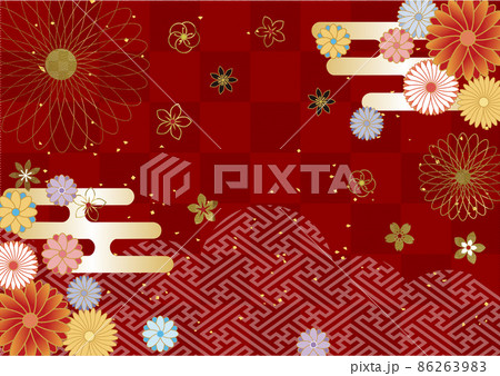和柄_赤格子柄背景1176 86263983
