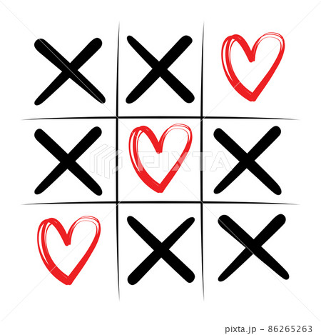 Tic-tac-toe game with hearts for valentine's day design concept. Tic-tac-toe game with hearts for valentine's day design concept. 86265263