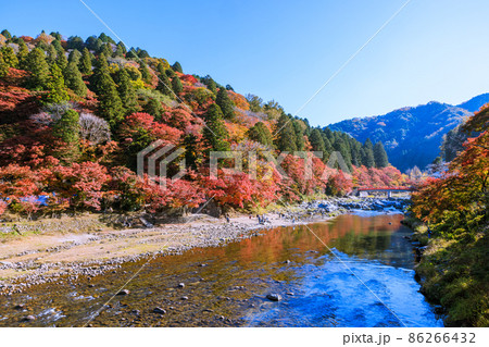 紅葉の名所香嵐渓　愛知県豊田市 86266432