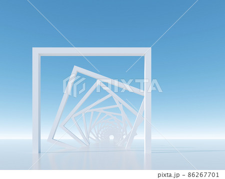 Abstract tunnel installation made of white square frames. 3d 86267701