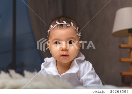 little baby girl standing on all fours. little baby girl standing on all fours. 86268592