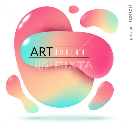 Glossy fluid shapes with text template. Color liquid banner 86268717