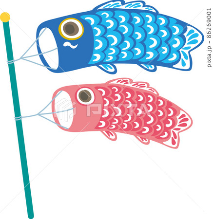 鯉のぼり_青鯉のぼりと赤鯉のぼり 86269001