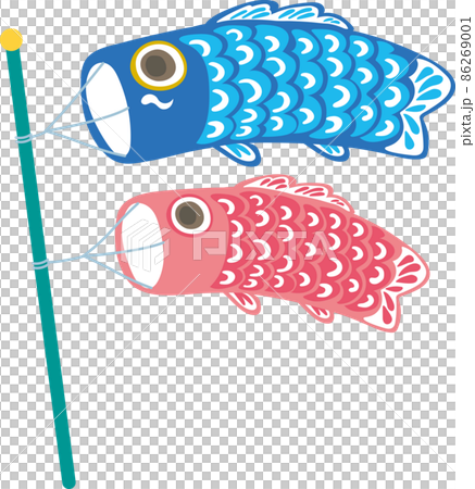 鯉のぼり_青鯉のぼりと赤鯉のぼり 86269001