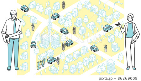 EV自動車の走る街を紹介する人 86269009
