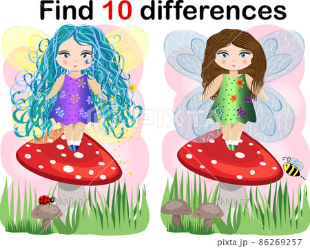 Find differences education game for children, fairy in the nature. 86269257