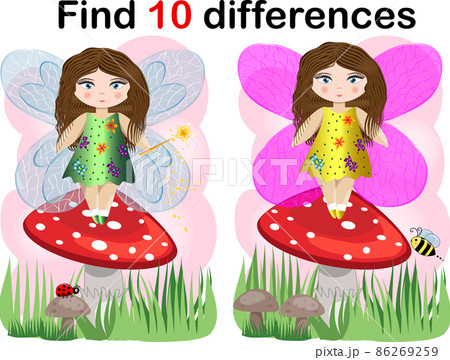 Find differences education game for children, fairy in the nature. 86269259
