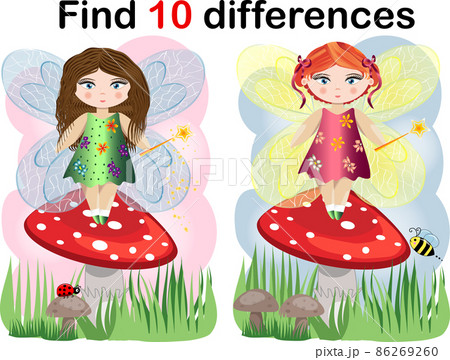 Find differences education game for children, fairy in the nature. 86269260