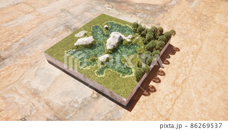 Diorama house by the lake near the forest 3d-rendering 86269537