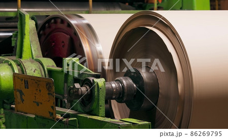 Old Manufactoring equipment Produce Paper Machine Shafts At Paper Mill. equipment. Paper Production. rolling rolls. 86269795