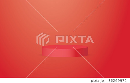 Minimal red circular podium on red background Minimal red circular podium on red background 86269972