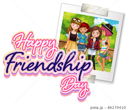 Happy Friendship Day logo with a photo of teenagers 86270410
