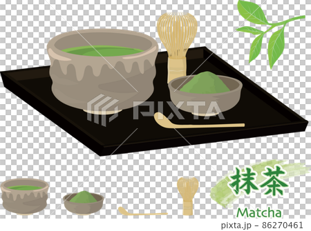 抹茶と茶道具のベクターイラストセット 86270461