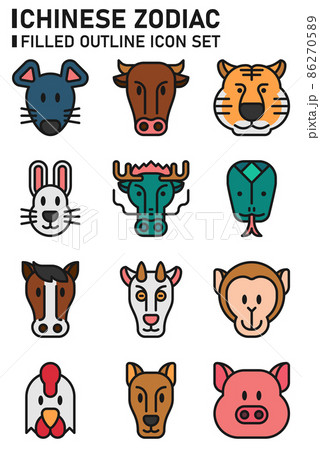 Chinese zodiac icon set. Chinese zodiac icon set. 86270589