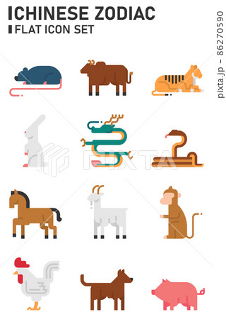 Chinese zodiac icon set. Chinese zodiac icon set. 86270590