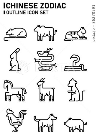 Chinese zodiac icon set. Chinese zodiac icon set. 86270591