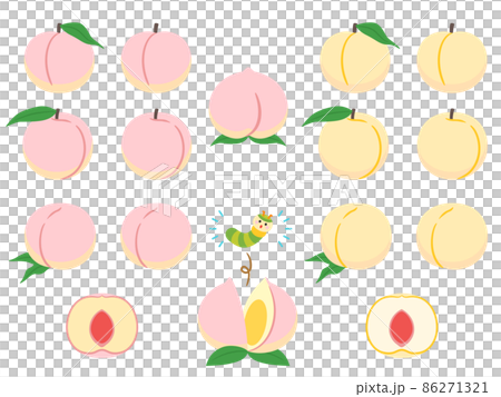 果物イラスト バラエティセット 桃 果物イラスト バラエティセット 桃 86271321