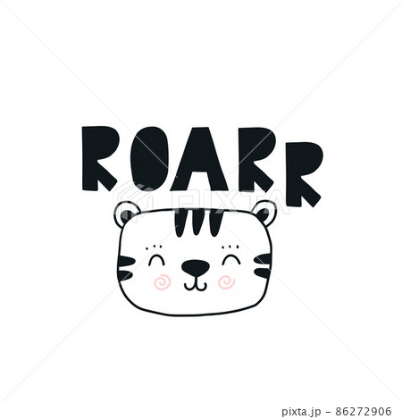 Cute tiger. Roar text. Vector scandinavian kids print. For nursery room or t-shirt print 86272906