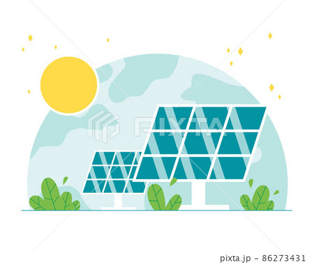 Solar panels, alternative power station. Concept of green energy and renewable energy sources. 86273431