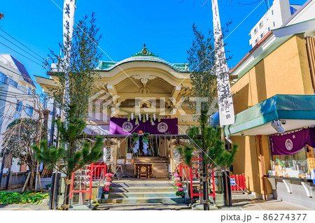 東京　浅草七福神めぐり　矢先稲荷神社の拝殿 86274377