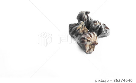 Isolated dried brown teak seeds on white background Isolated dried brown teak seeds on white background 86274640