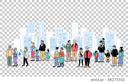 マスクをする人々のイラストバナー　 86275502