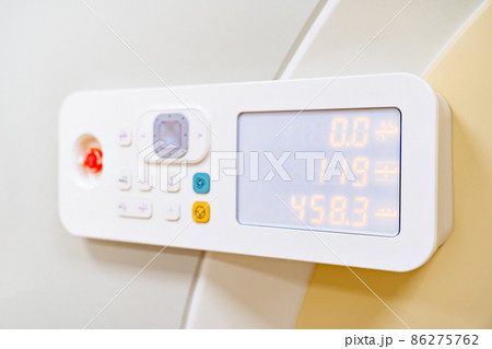 control panel of computer tomograph. medical equipment for medical diagnostics control panel of computer tomograph. medical equipment for medical diagnostics 86275762