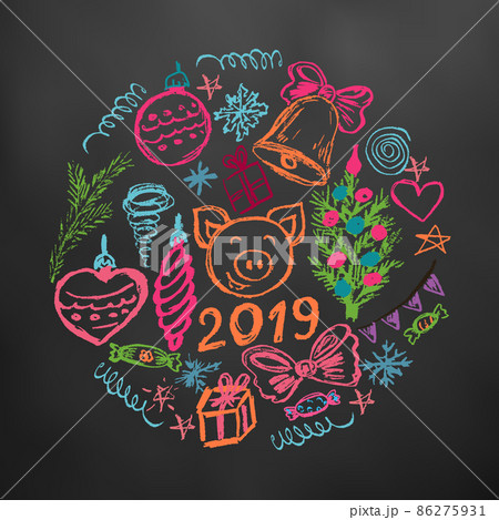 A set of elements for your creativity. Children's drawings wax crayons A set of elements for your creativity. Children's drawings wax crayons 86275931