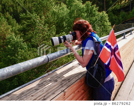 Tourist take travel photo, Norway Tourist take travel photo, Norway 86279262