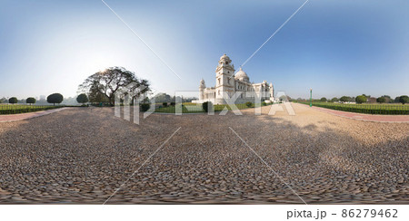 Spherical 360 degree seamless Equirectangular panoramic view, Victoria Memorial panorama, one side. Spherical 360 degree seamless Equirectangular panoramic view, Victoria Memorial panorama, one side. 86279462