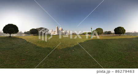Spherical panorama 360 degrees in an equidistant projection - a panorama of the Queen Victoria Memorial in Kolkata Spherical panorama 360 degrees in an equidistant projection - a panorama of the Queen Victoria Memorial in Kolkata 86279463