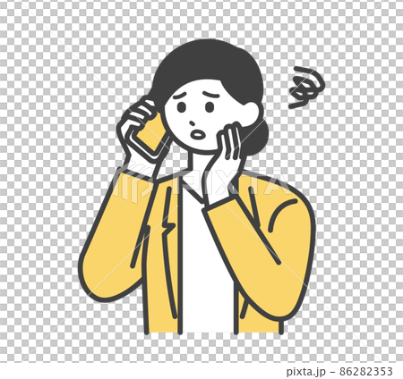Illustration material that female employees contact with smartphone 86282353