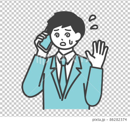 男性員工用智能手機接觸的插圖素材 86282374