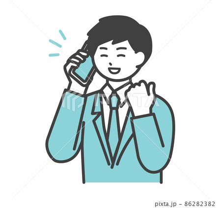 男性社員ががスマートフォンで連絡するイラスト素材のイラスト素材