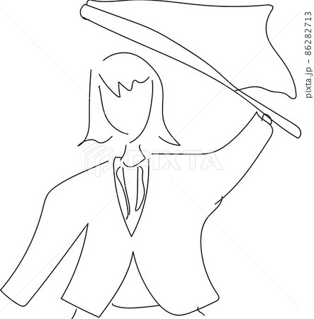 新生活の応援をしているスーツ姿の女性の線画スケッチ 新生活の応援をしているスーツ姿の女性の線画スケッチ 86282713