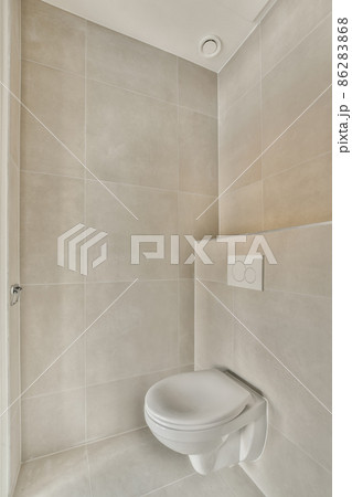 Interior of small clean restroom in miniature style 86283868
