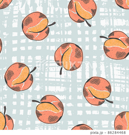 Cute pattern with color sketch peach fruits 86284468